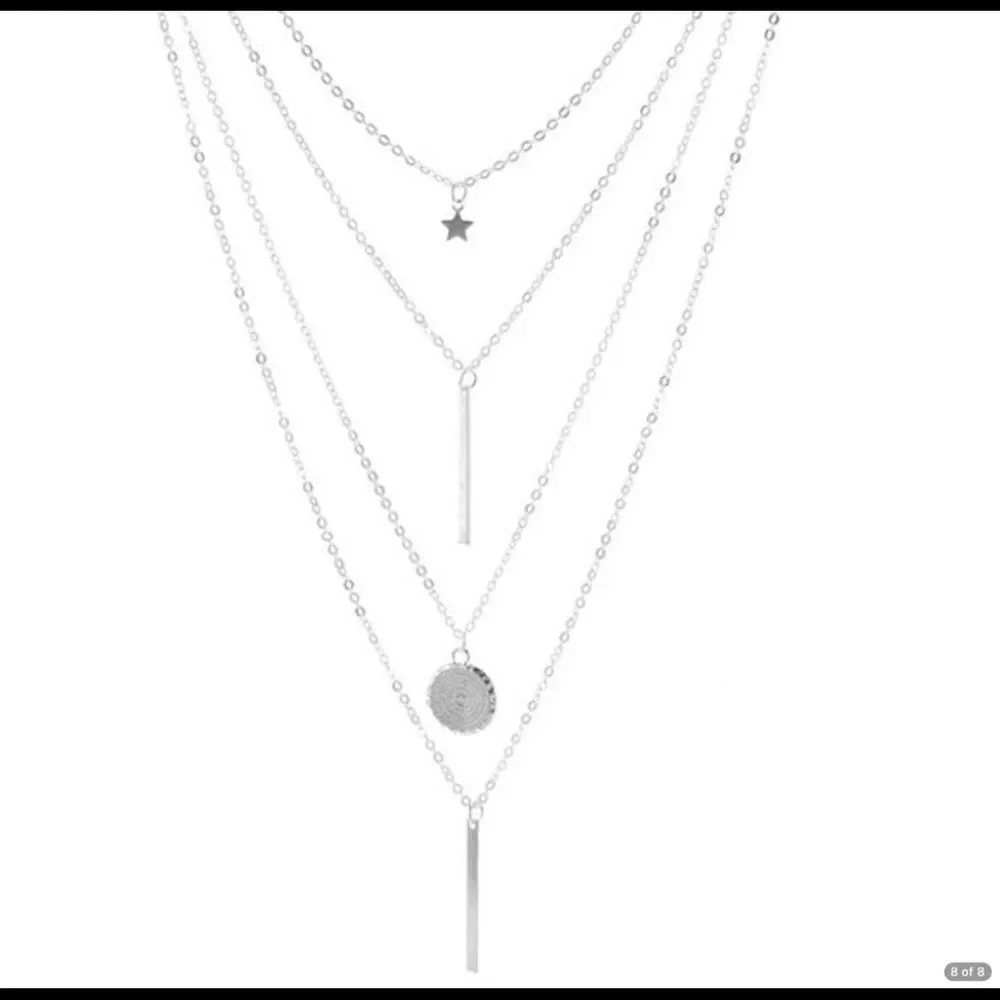 Multilayer star, circle, bar necklace